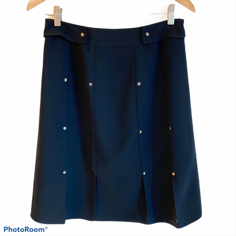 Carlisle Navy Midi Skirt with Gold Accents